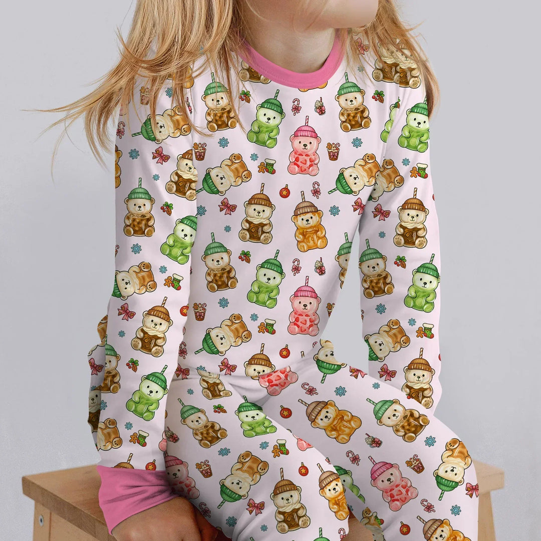 Zweiteiliges Langarm-Pyjama-Set mit Sommerfrüchten
