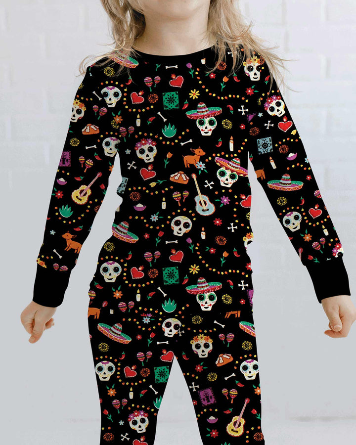 Day of the Dead Bamboo Two Piece Long Sleeve Pajama Set
