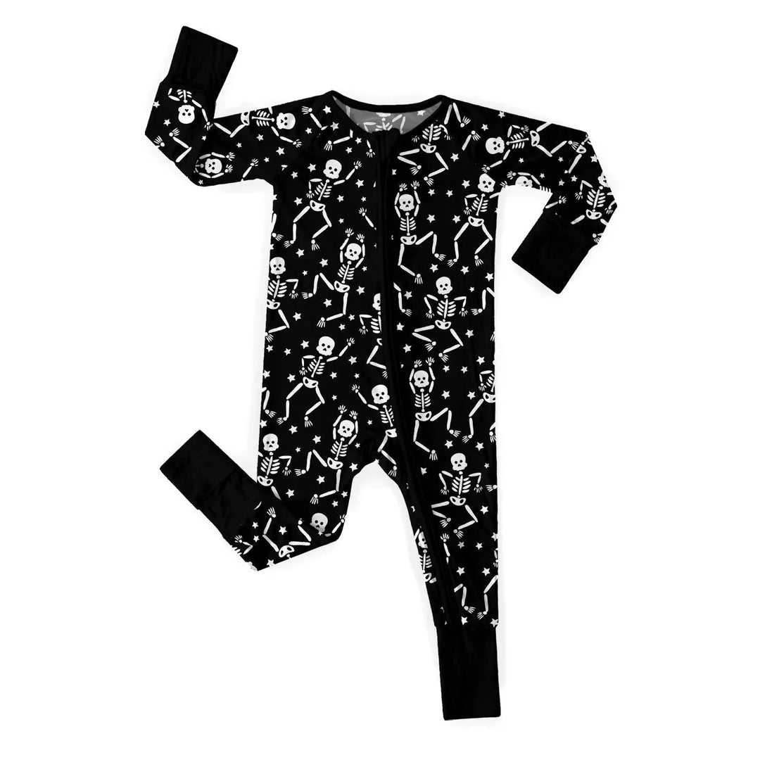 Halloween Baddies Bone Convertible Zippered Romper , Halloween Baddies Bone Convertible Zippered Romper - Newborn