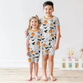 Halloween Boo & Pumpkin Glow In The Dark Two Piece Short Sleeve Shorts Pajama Set , Halloween Boo & Pumpkin Glow In The Dark Two Piece Short Sleeve Shorts Pajama Set - 12-18M