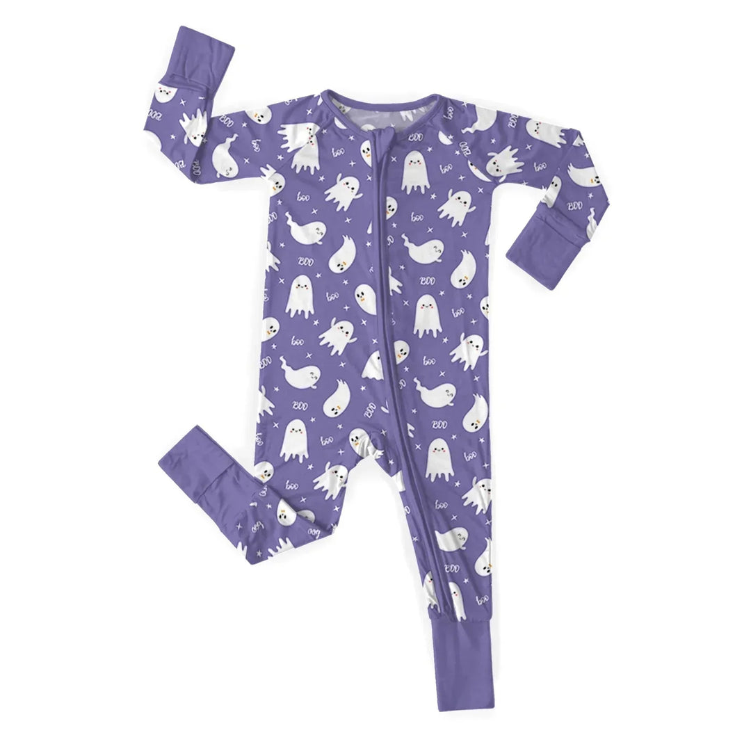 Halloween Cute Ghost Convertible Zippered Romper , Halloween Cute Ghost Convertible Zippered Romper - Newborn