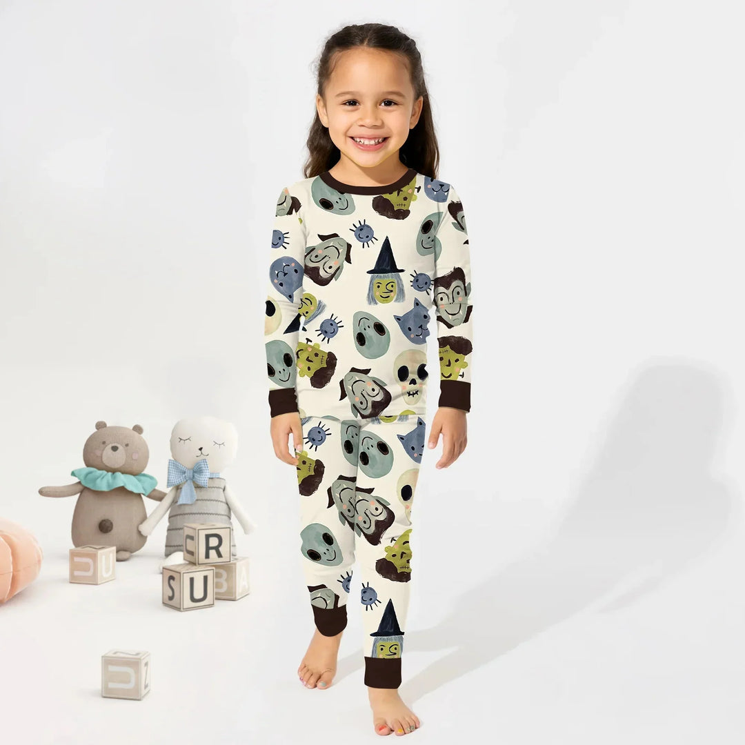Halloween Face Two Piece Long Sleeve Pajama Set , Halloween Face Two Piece Long Sleeve Pajama Set - 12-18M