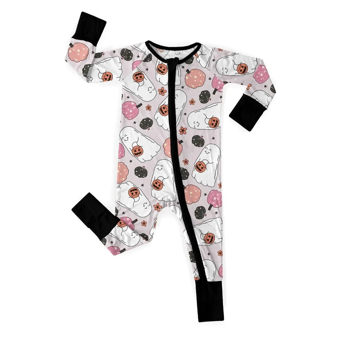 Halloween Girly Ghouls Convertible Zippered Romper , Halloween Girly Ghouls Convertible Zippered Romper - Newborn