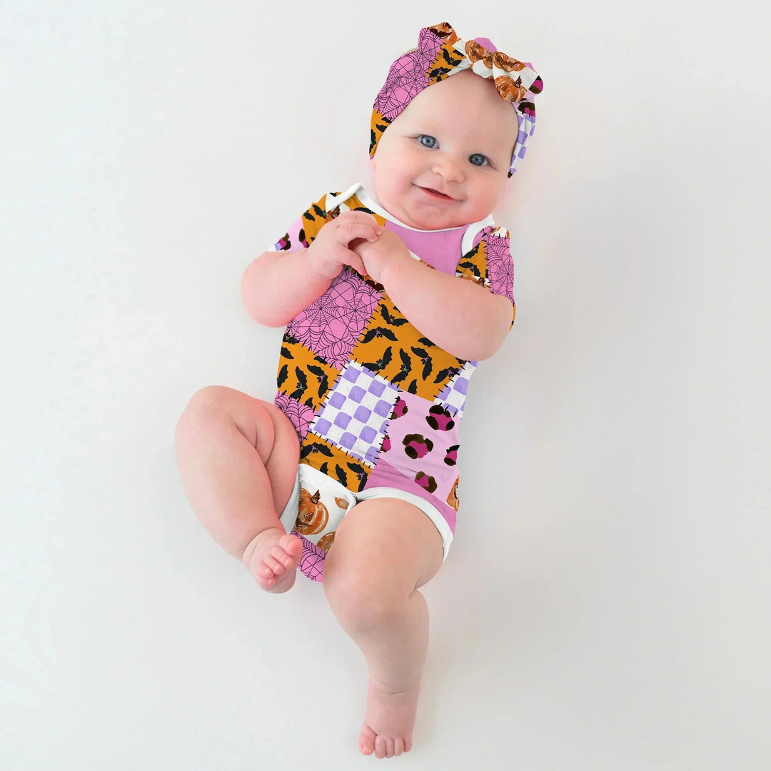 Halloween Patchwork Bodysuit , Halloween Patchwork Bodysuit - Newborn / Long Sleeve