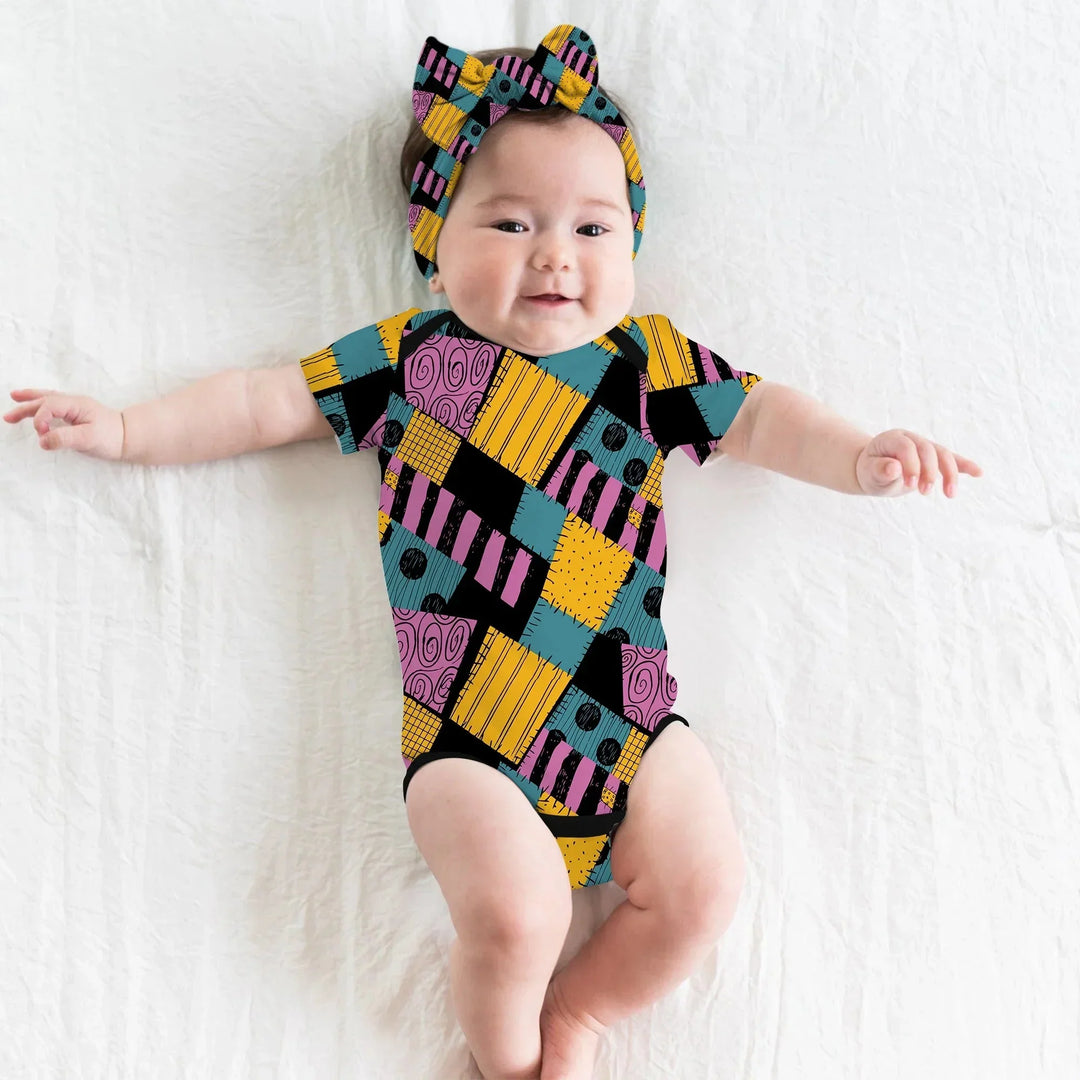 Halloween Patchwork Cartoon Bodysuit , Halloween Patchwork Cartoon Bodysuit - Newborn / Long Sleeve