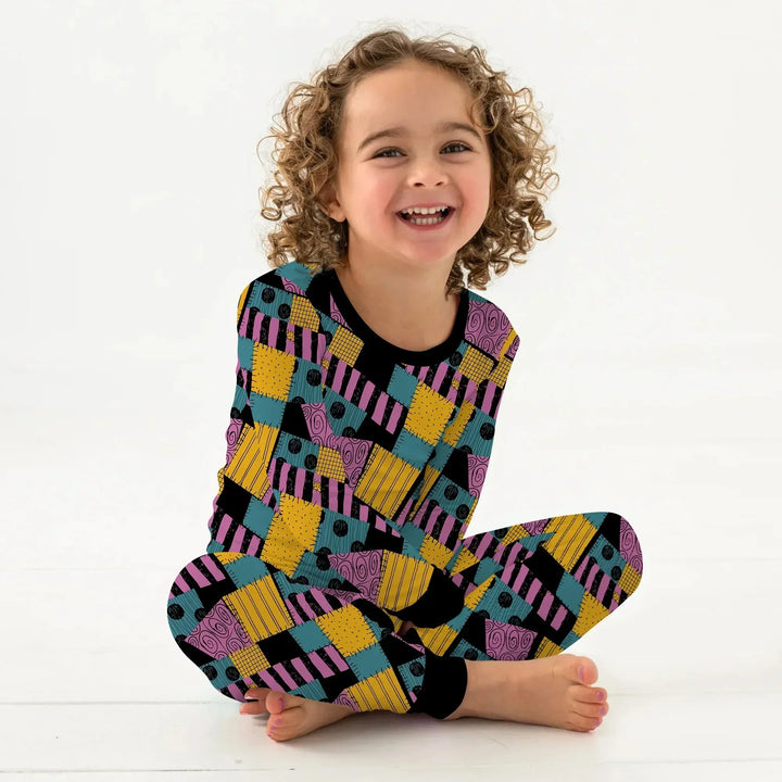 Halloween Patchwork Cartoon Two Piece Long Sleeve Pajama Set , Halloween Patchwork Cartoon Two Piece Long Sleeve Pajama Set - 12-18M