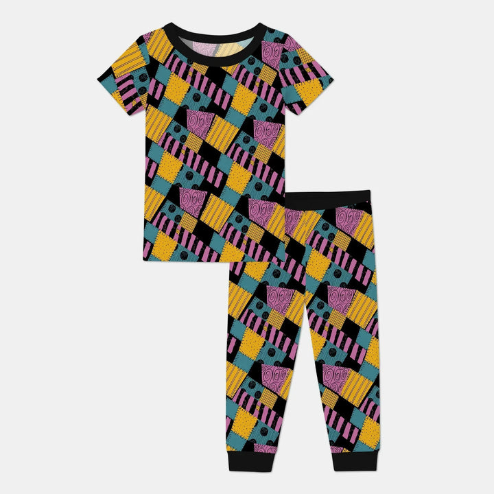Halloween Patchwork Cartoon Two Piece Short Sleeve Pajama Set , Halloween Patchwork Cartoon Two Piece Short Sleeve Pajama Set - 12-18M