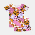 Halloween Patchwork Two Piece Short Sleeve Shorts Pajama Set , Halloween Patchwork Two Piece Short Sleeve Shorts Pajama Set - 12-18M