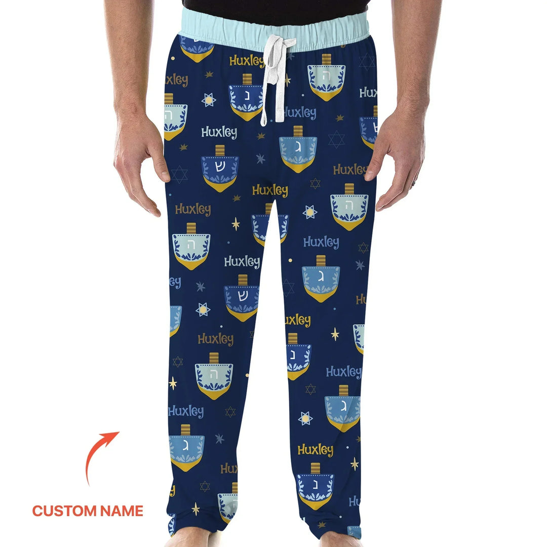 Hanukkah Dreidels Men's Pajama Set , Hanukkah Dreidels Men's Pajama Set - Only Shirt / XS