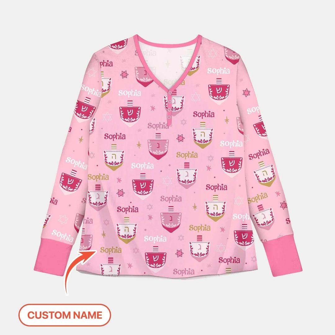 Hanukkah Dreidels Women Pajama Set , Hanukkah Dreidels Women Pajama Set - Only Shirt / S