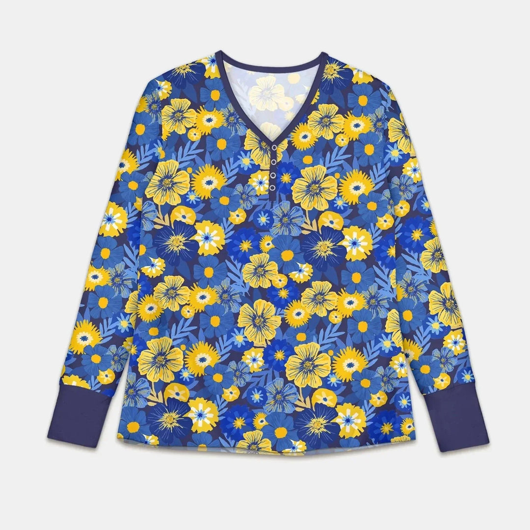 Hanukkah Little Flowers Women Pajama Set , Hanukkah Little Flowers Women Pajama Set - Only Shirt / S