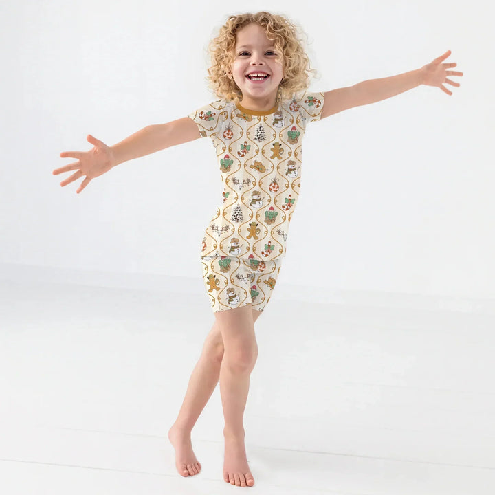 Howdy Christmas Two Piece Short Sleeve Shorts Pajama Set , Howdy Christmas Two Piece Short Sleeve Shorts Pajama Set - 12-18M