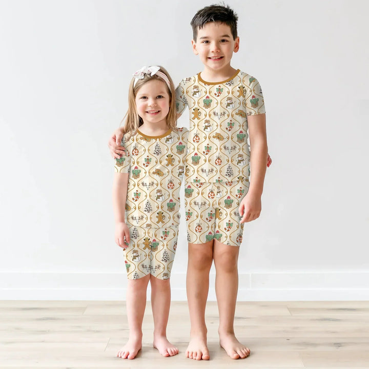 Howdy Christmas Two Piece Short Sleeve Shorts Pajama Set , Howdy Christmas Two Piece Short Sleeve Shorts Pajama Set - 12-18M