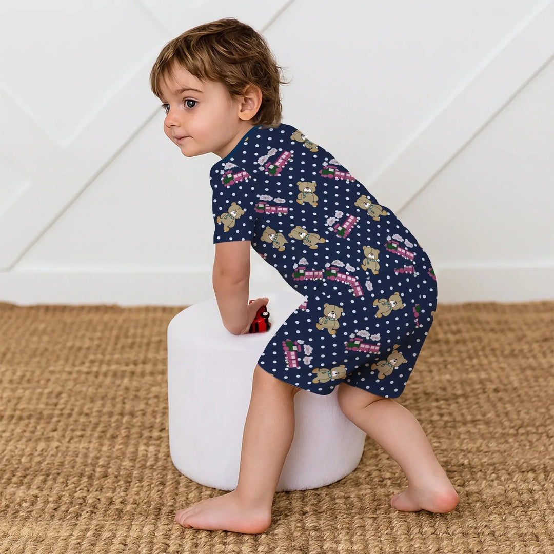 Huntrix Choo Choo Two Piece Short Sleeve Shorts Pajama Set , Huntrix Choo Choo Two Piece Short Sleeve Shorts Pajama Set - 12-18M