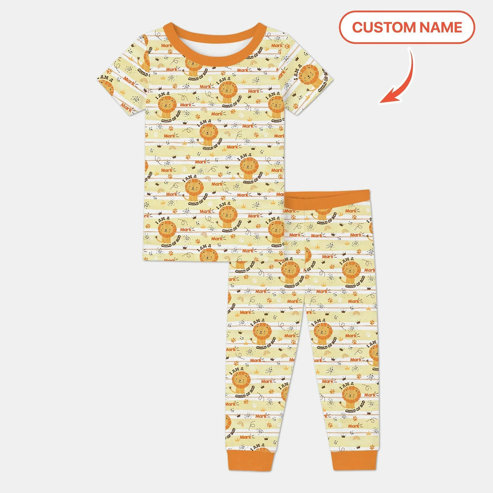 I Am A Child Of God Custom Name Boy Two Piece Short Sleeve Pajama Set , I Am A Child Of God Custom Name Boy Two Piece Short Sleeve Pajama Set - 12-18M
