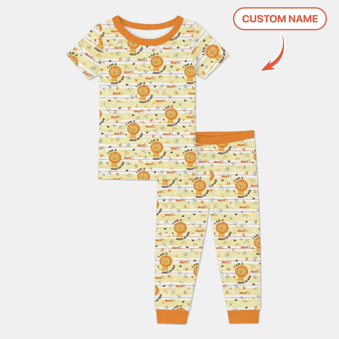 I Am A Child Of God Custom Name Boy Two Piece Short Sleeve Pajama Set , I Am A Child Of God Custom Name Boy Two Piece Short Sleeve Pajama Set - 12-18M