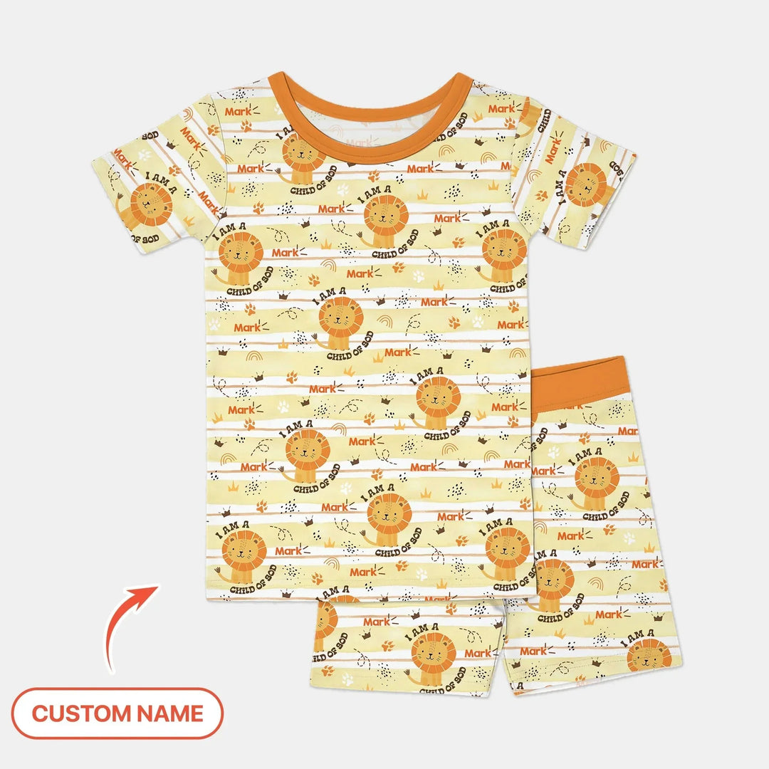 I Am A Child Of God Custom Name Boy Two Piece Short Sleeve Shorts Pajama Set , I Am A Child Of God Custom Name Boy Two Piece Short Sleeve Shorts Pajama Set - 12-18M
