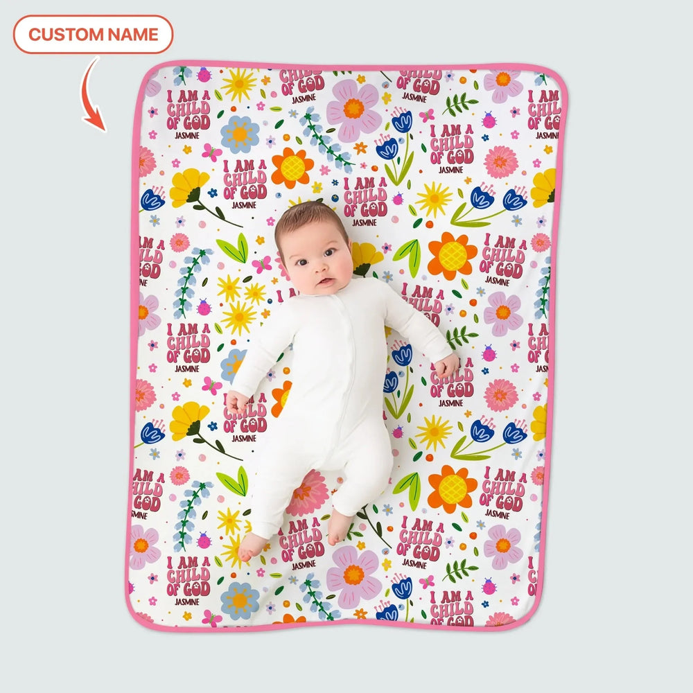I Am A Child Of God Custom Name Girl Toddler Blanket , I Am A Child Of God Custom Name Girl Toddler Blanket - Default Title