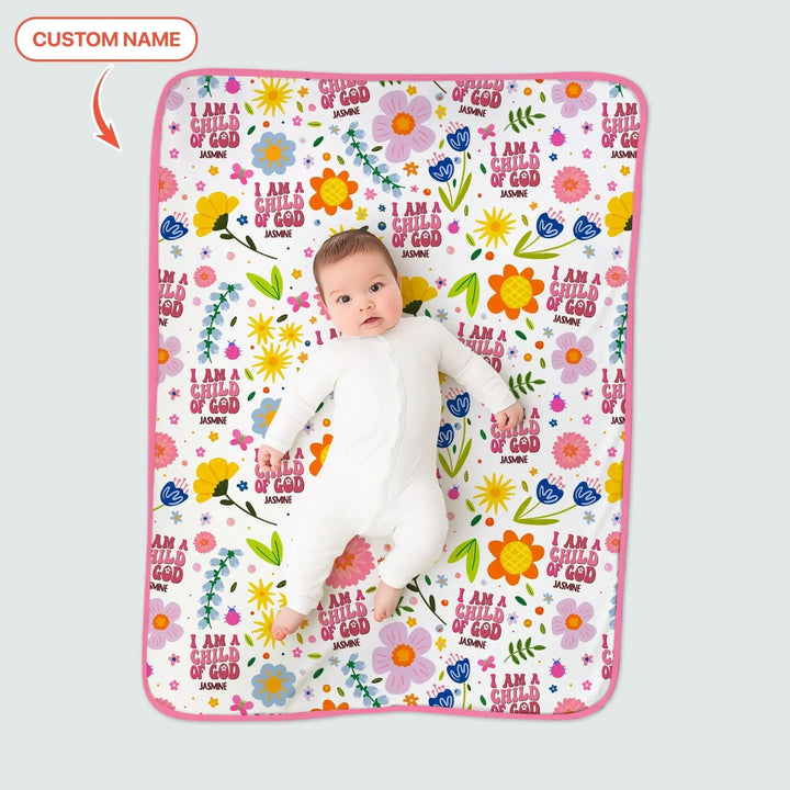 I Am A Child Of God Custom Name Girl Toddler Blanket , I Am A Child Of God Custom Name Girl Toddler Blanket - Default Title