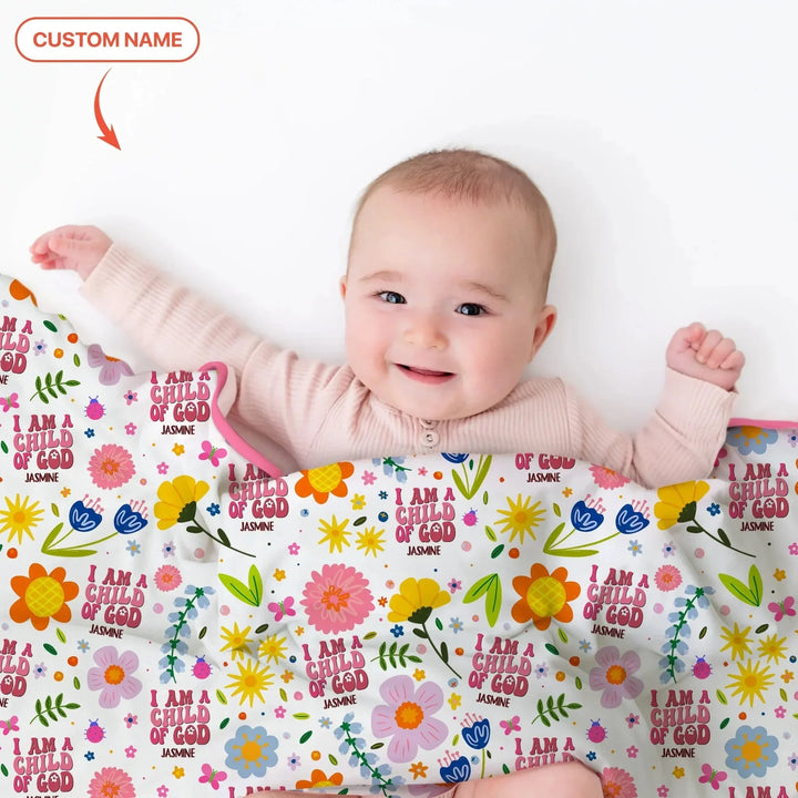 I Am A Child Of God Custom Name Girl Toddler Blanket , I Am A Child Of God Custom Name Girl Toddler Blanket - Default Title