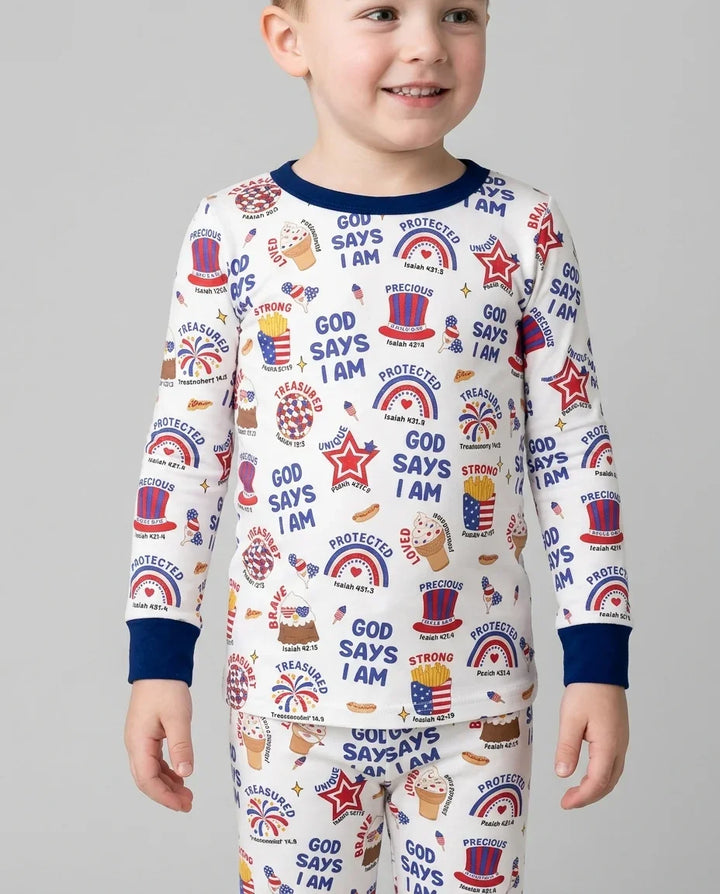 Zweiteiliges Langarm-Pyjama-Set mit Sommerfrüchten