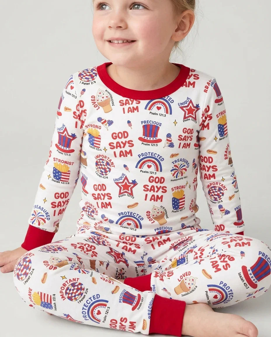 Zweiteiliges Langarm-Pyjama-Set mit Sommerfrüchten