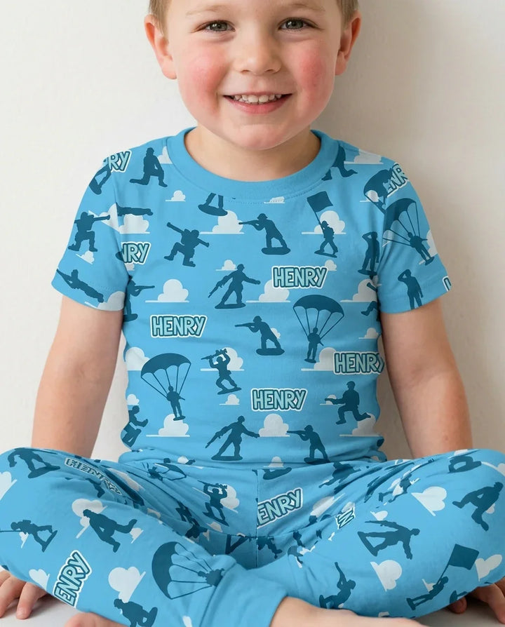 Army Men Memorial Day Bamboo Two Piece Short Sleeve Pajama Set
