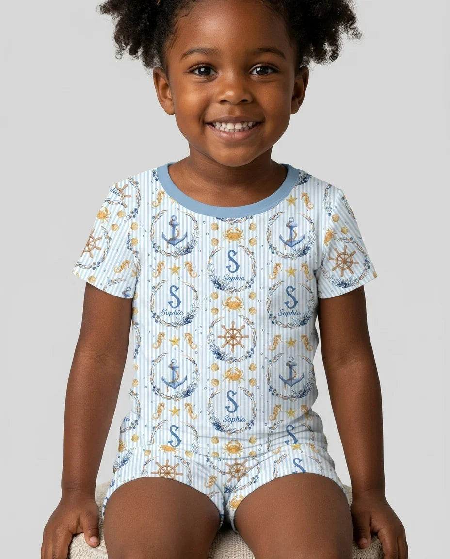Zweiteiliges Pyjama-Set mit kurzen Ärmeln und Shorts im Sommer-Design