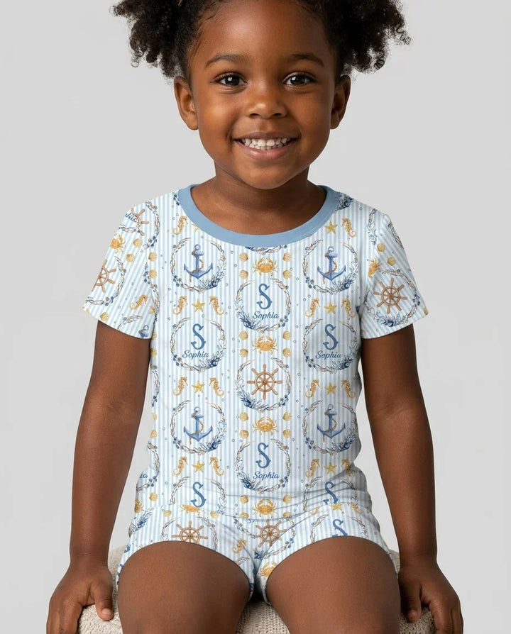 Zweiteiliges Pyjama-Set mit kurzen Ärmeln und Shorts im Sommer-Design