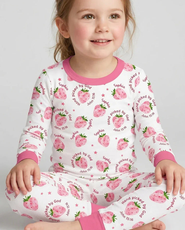 Hand Picked By God Custom Name Bamboo Two Piece Long Sleeve Pajama Set