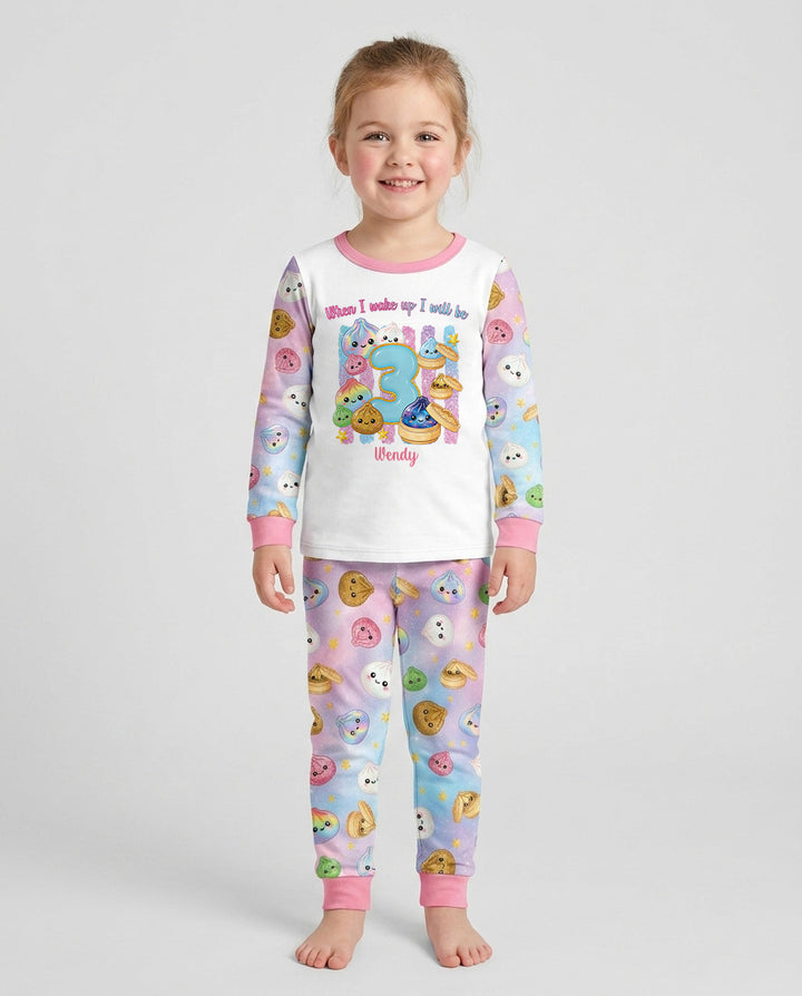 Personalized When I Wake Up I Will Be Birthday Dumplings Bamboo Two Piece Long Sleeve Pajama Set