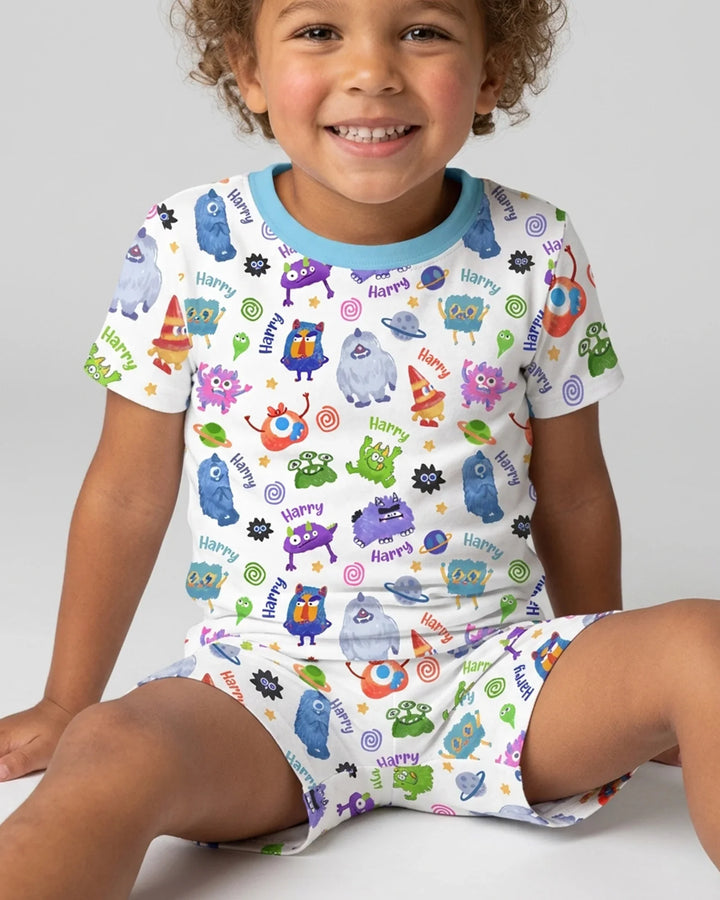 Zweiteiliges Pyjama-Set mit kurzen Ärmeln und Shorts im Sommer-Design