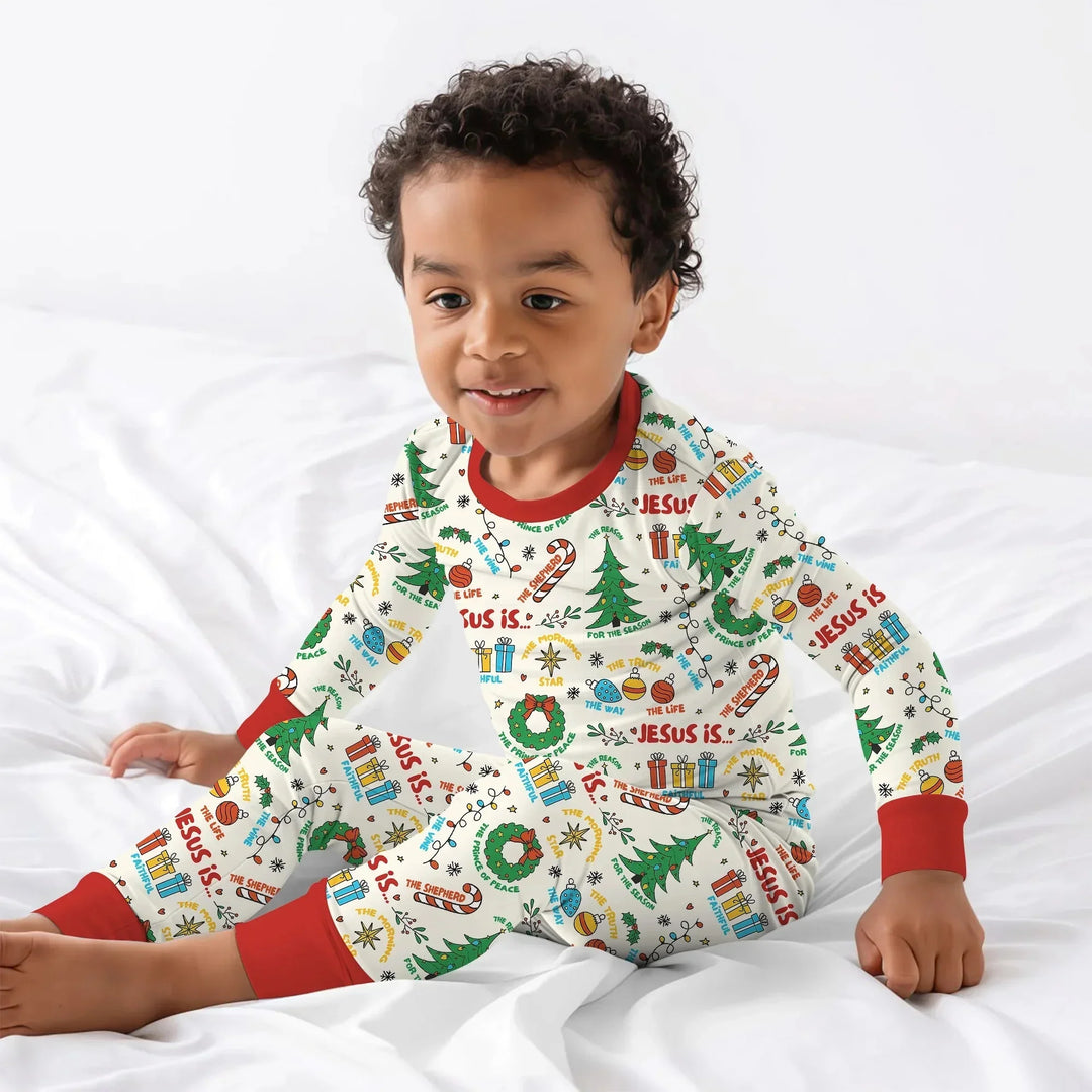 Jesus Is The Reason For The Season Two Piece Long Sleeve Pajama Set , Jesus Is The Reason For The Season Two Piece Long Sleeve Pajama Set - 12-18M