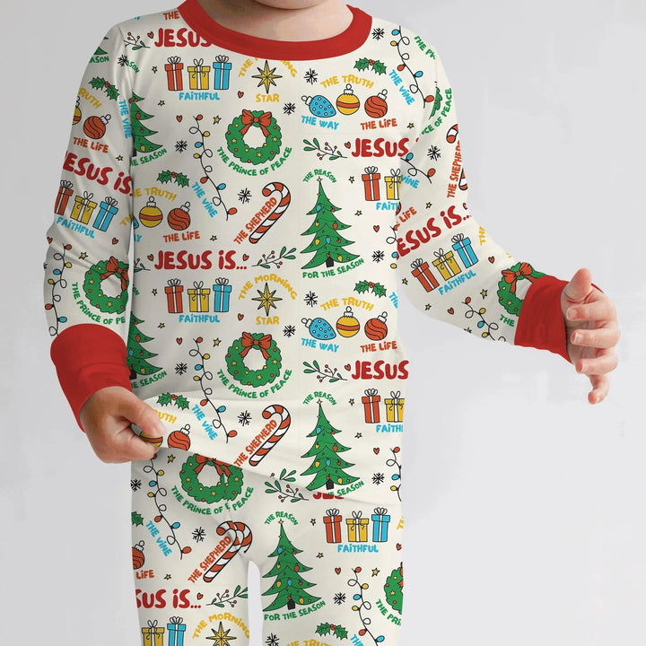 Jesus Is The Reason For The Season Two Piece Long Sleeve Pajama Set , Jesus Is The Reason For The Season Two Piece Long Sleeve Pajama Set - 12-18M