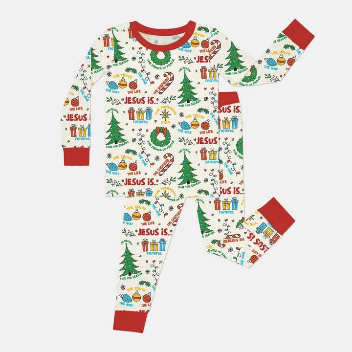 Jesus Is The Reason For The Season Two Piece Long Sleeve Pajama Set , Jesus Is The Reason For The Season Two Piece Long Sleeve Pajama Set - 12-18M