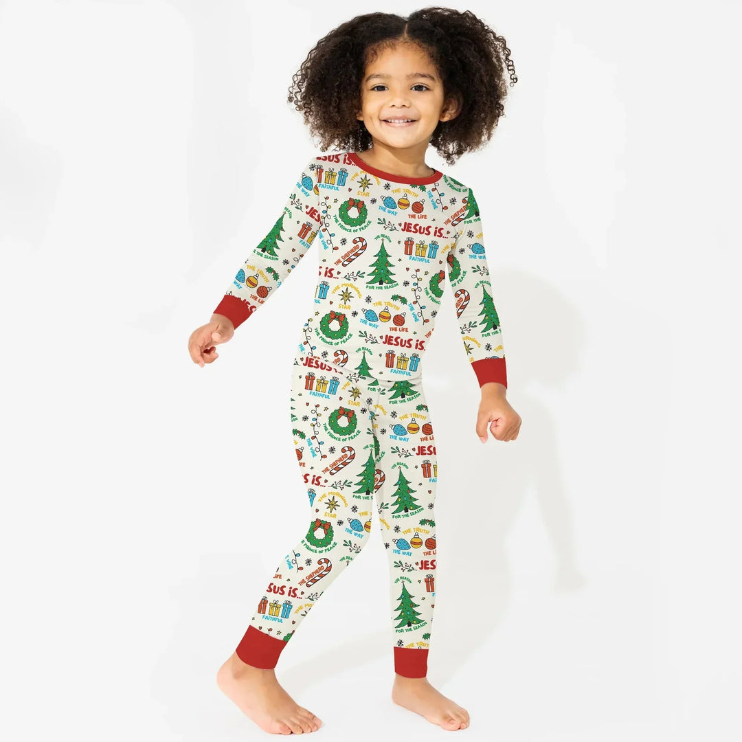 Jesus Is The Reason For The Season Two Piece Long Sleeve Pajama Set , Jesus Is The Reason For The Season Two Piece Long Sleeve Pajama Set - 12-18M