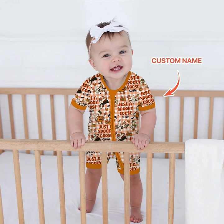 Just A Spooky Goose Custom Name Girl Version Shorty Zippy , Just A Spooky Goose Custom Name Girl Version Shorty Zippy - 0-3M
