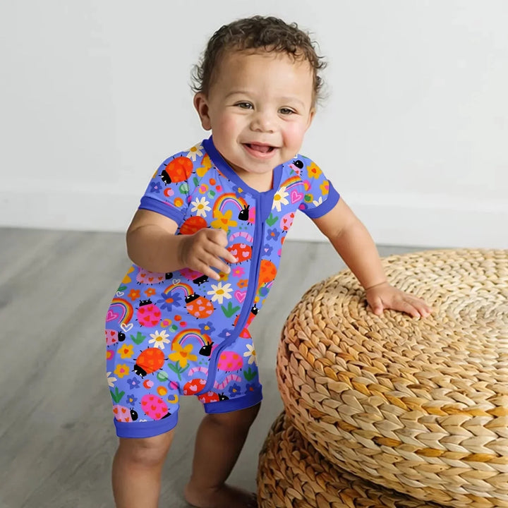 Lady Bugs Shorty Zippered Romper , Lady Bugs Shorty Zippered Romper - Newborn