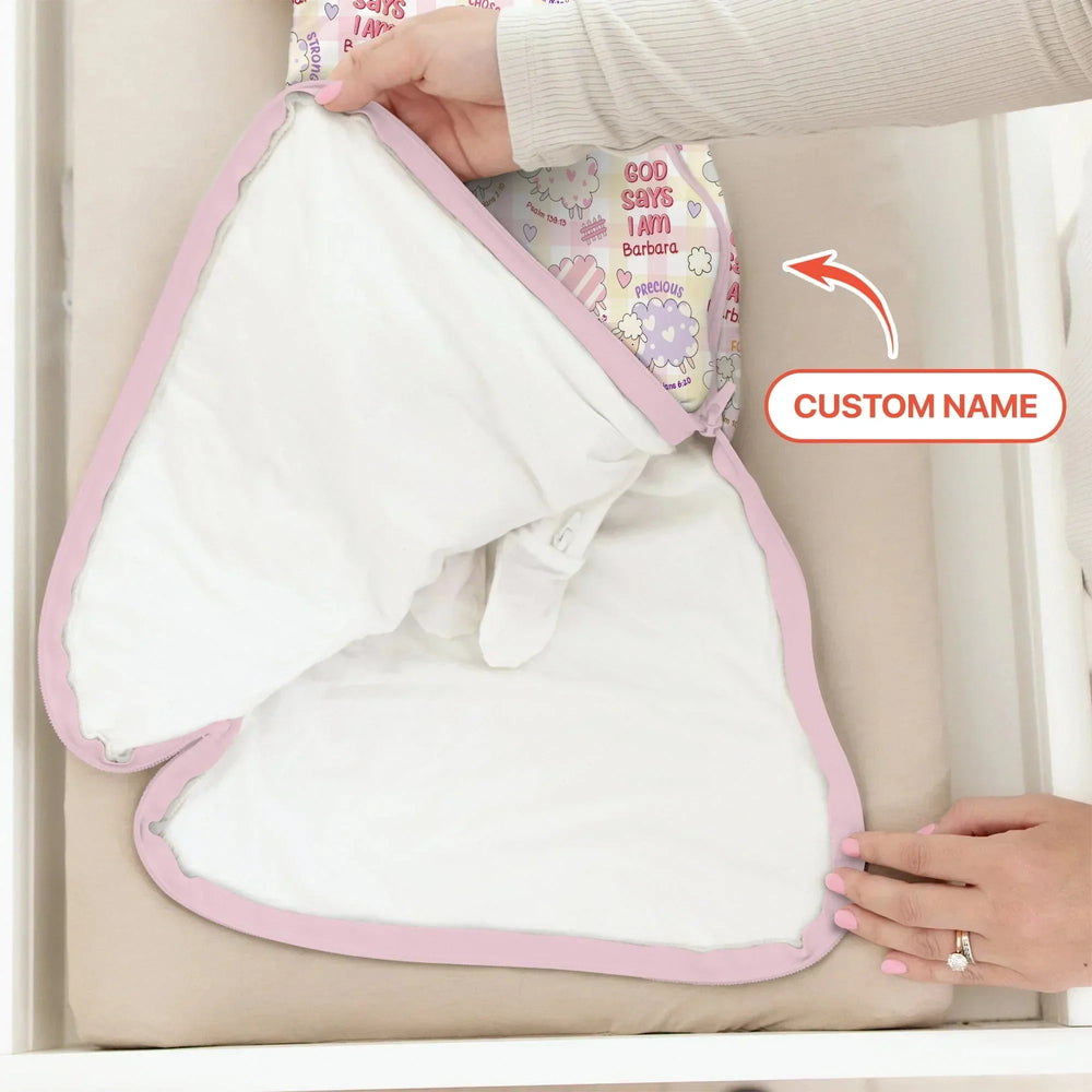 Little Lamb God Says I Am Custom Name Sleep Bag , Little Lamb God Says I Am Custom Name Sleep Bag - XS / 0.5 TOG