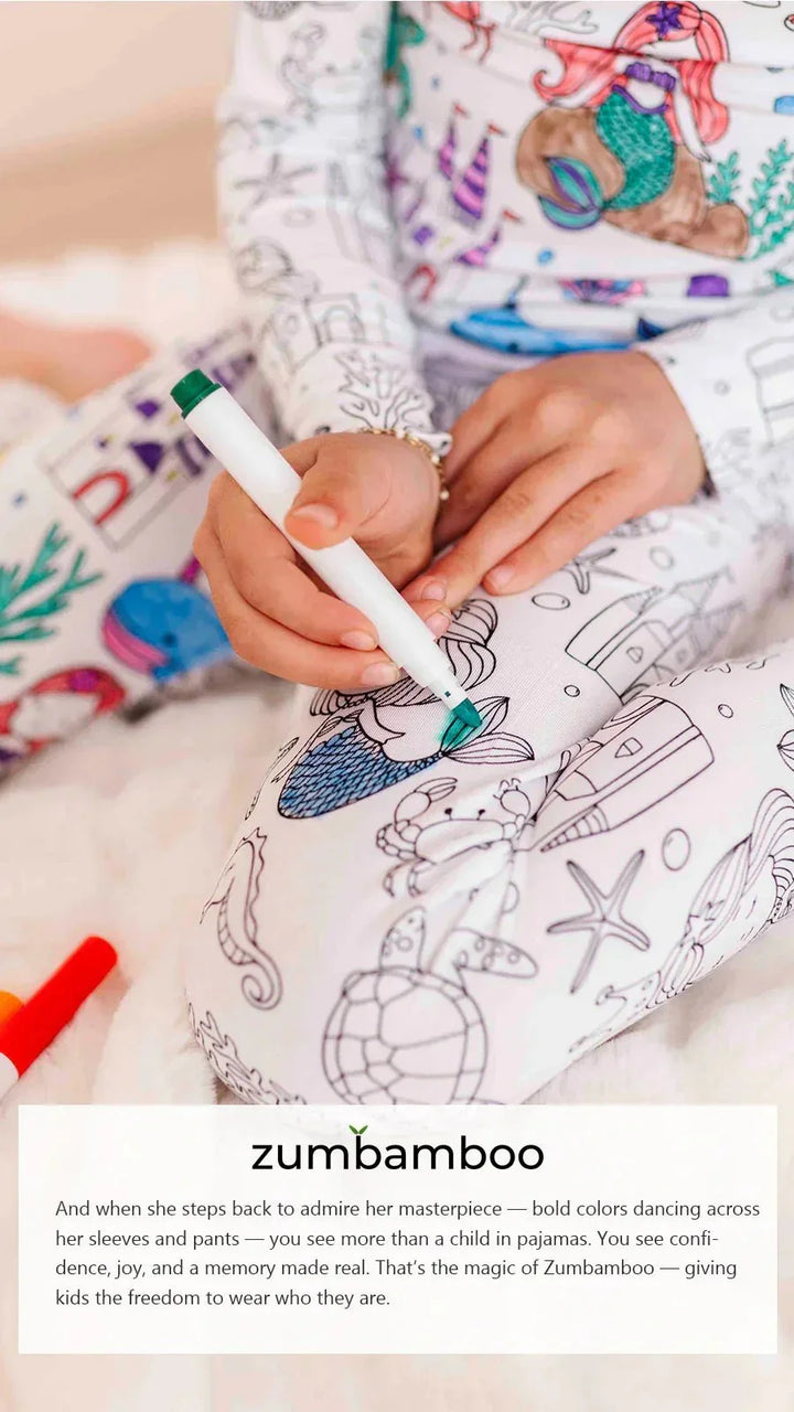 Little Mermaid Colorable Two Piece Pajama Set , Little Mermaid Colorable Two Piece Pajama Set - 3T