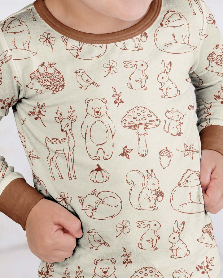 Autumn Woodland Bamboo Two Piece Long Sleeve Pajama Set