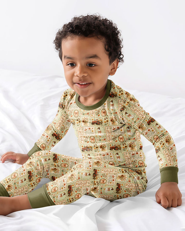 Zweiteiliges Langarm-Pyjama-Set mit Sommerfrüchten