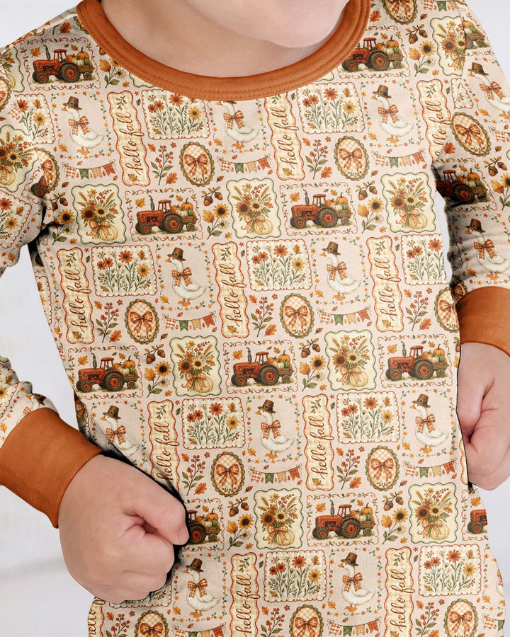 Zweiteiliges Langarm-Pyjama-Set mit Sommerfrüchten