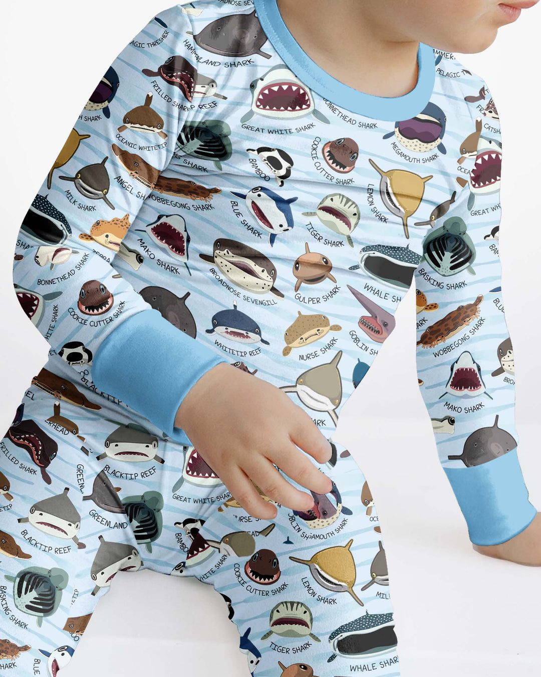 Shark Faces Bamboo Two Piece Long Sleeve Pajama Set