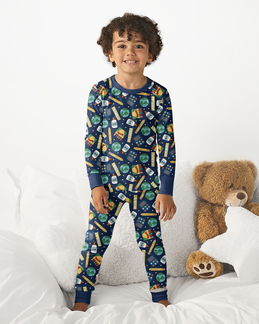 School Supply Bamboo Two Piece Long Sleeve Pajama Set