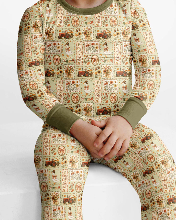 Zweiteiliges Langarm-Pyjama-Set mit Sommerfrüchten