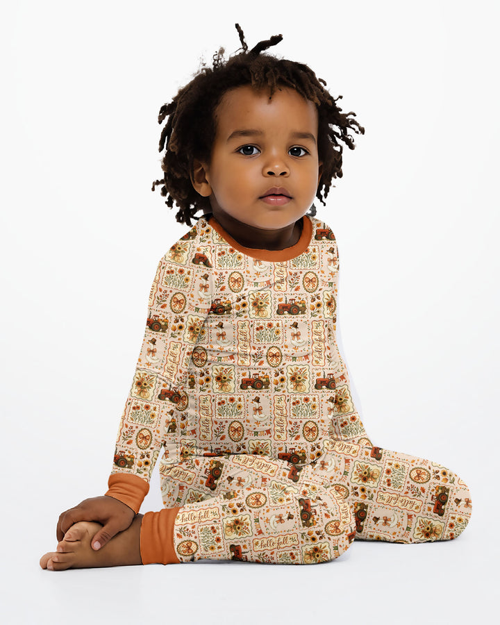 Zweiteiliges Langarm-Pyjama-Set mit Sommerfrüchten