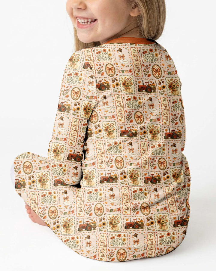 Zweiteiliges Langarm-Pyjama-Set mit Sommerfrüchten