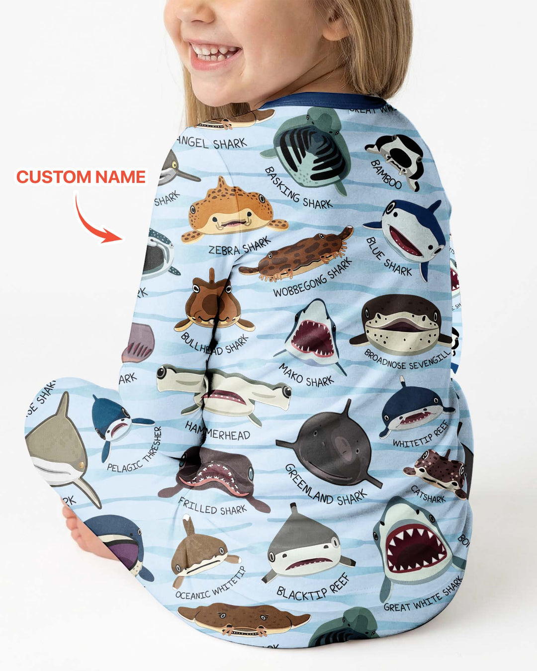 Shark Faces Bamboo Two Piece Long Sleeve Pajama Set