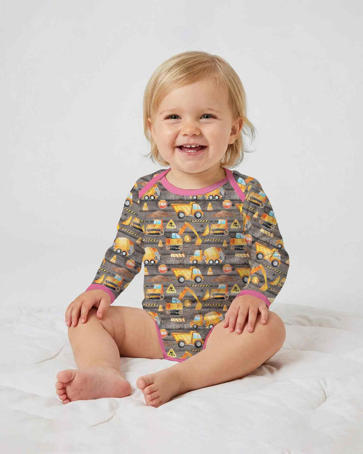 Construction Vehicles Bamboo Bodysuit